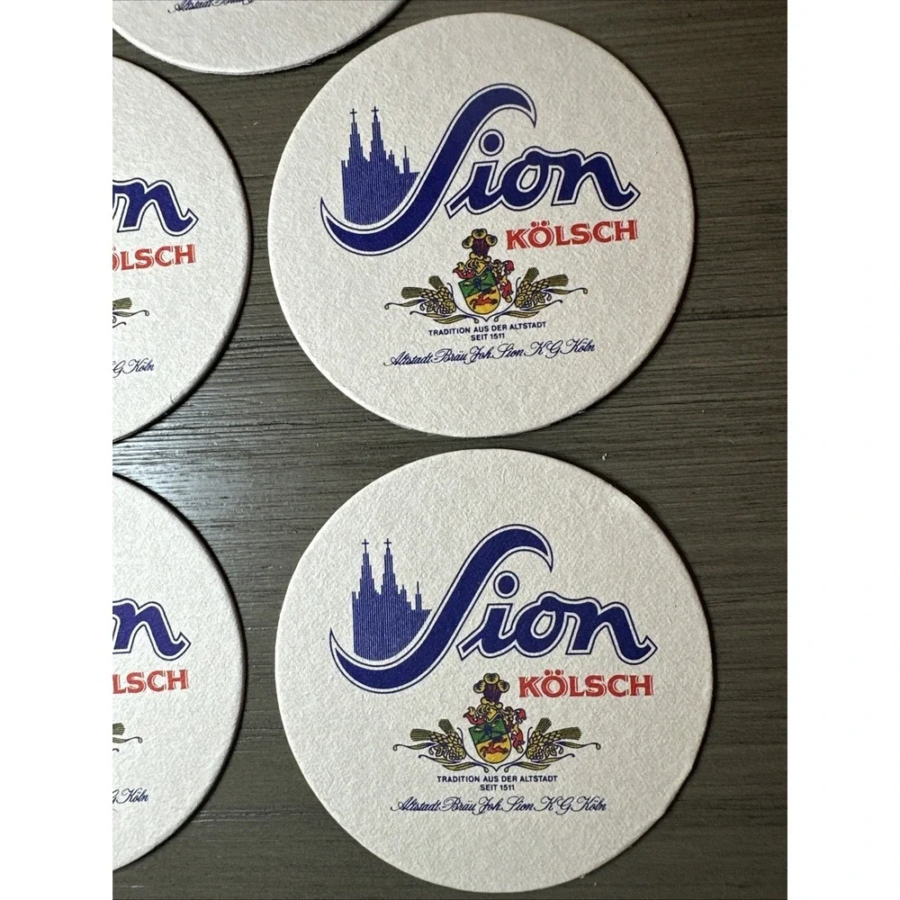 6 Sion Kolsch 4 Inch Round Beer‎ Coaster RARE VINTAGE